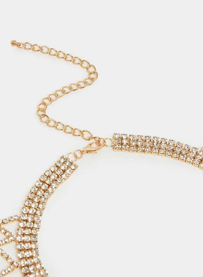 Styli  Gold Tone Diamante Chain Necklace for Women | Best Price UAE